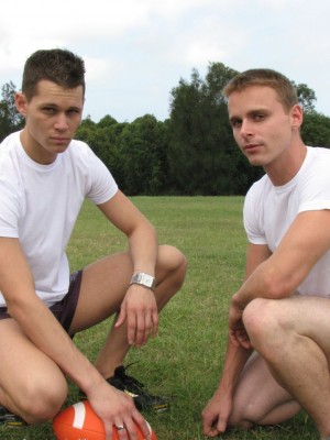 Ed and Tate Aussie Footy Practice